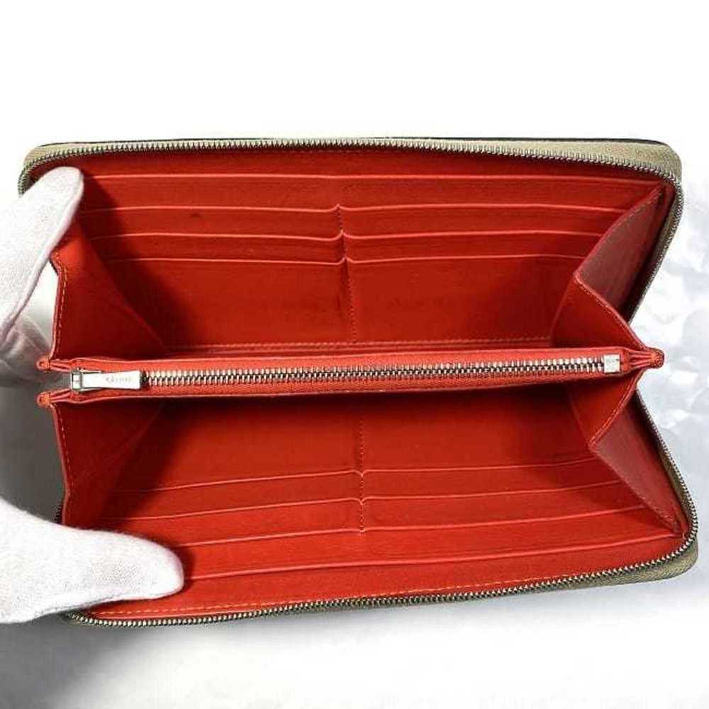 CELINE Round Long Wallet Beige Red Silver Leather Zip Ladies - Picture 6 of 10